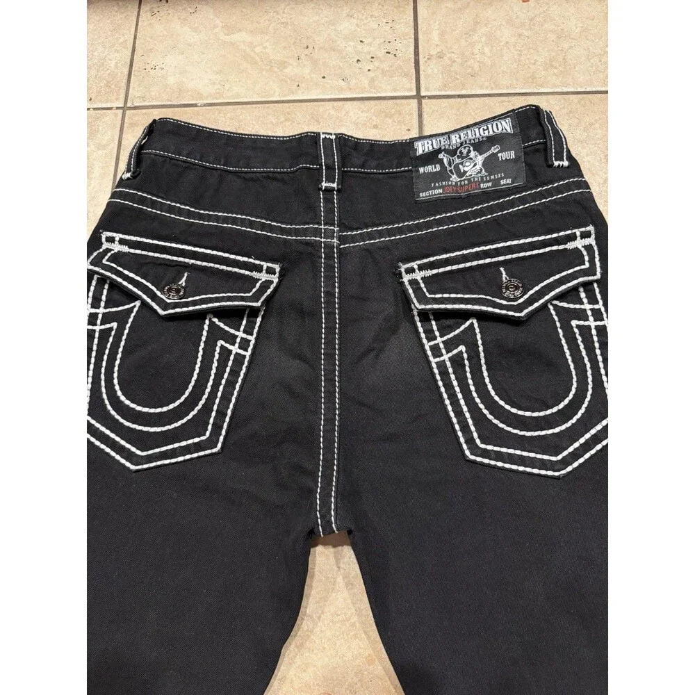 True Religion Jeans Men 36x32 Joey Super T Black Denim USA Made Rope Flap Pocket - Picture 5 of 11